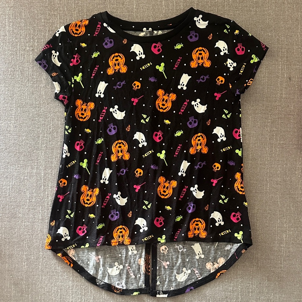 Disneyland Resort Girls Halloween Mickey Mouse Pumpkin Ghost Black T Shirt Small